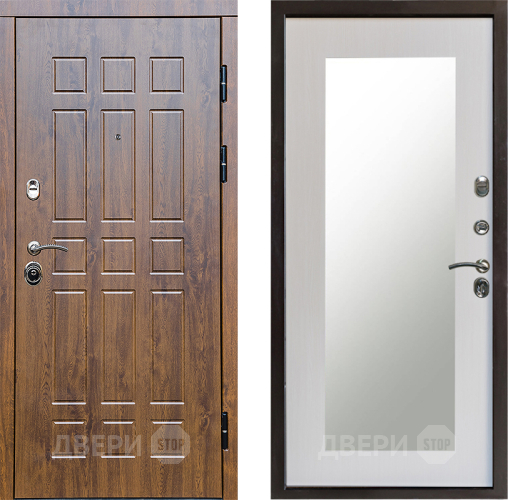 Входная металлическая Дверь Престиж Стандарт Зеркло Пастораль Лиственница белая в Рузе