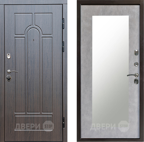 Входная металлическая Дверь Престиж Арка Зеркло Пастораль Бетон светлый в Рузе