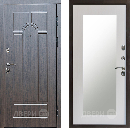 Входная металлическая Дверь Престиж Арка Зеркло Пастораль Лиственница белая в Рузе