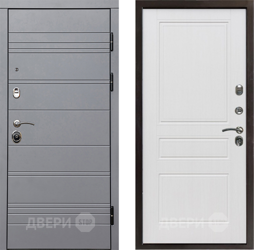 Входная металлическая Дверь Престиж Линия Грэй Классика Белое дерево в Рузе