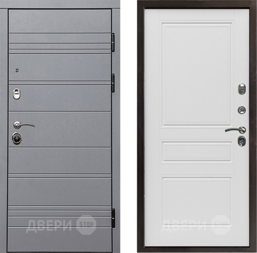 Входная металлическая Дверь Престиж Линия Грэй Классика Лиственница белая в Рузе
