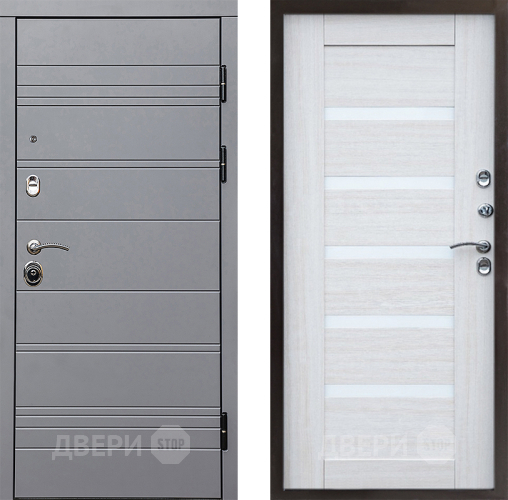 Входная металлическая Дверь Престиж Линия Грэй Царга Лиственница белая в Рузе