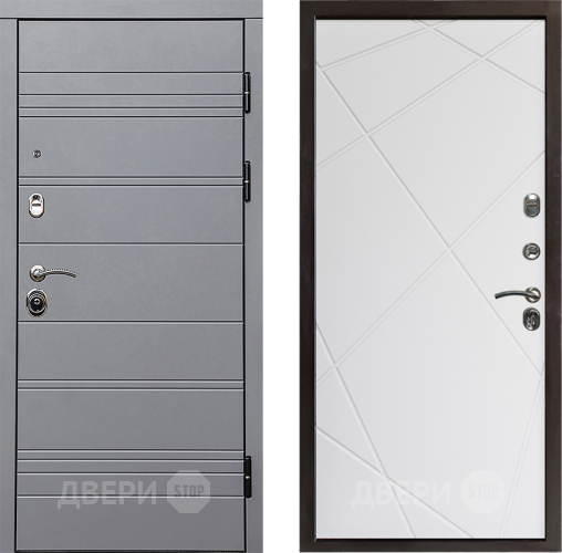 Входная металлическая Дверь Престиж Линия Грэй Лучи Бетон белый в Рузе
