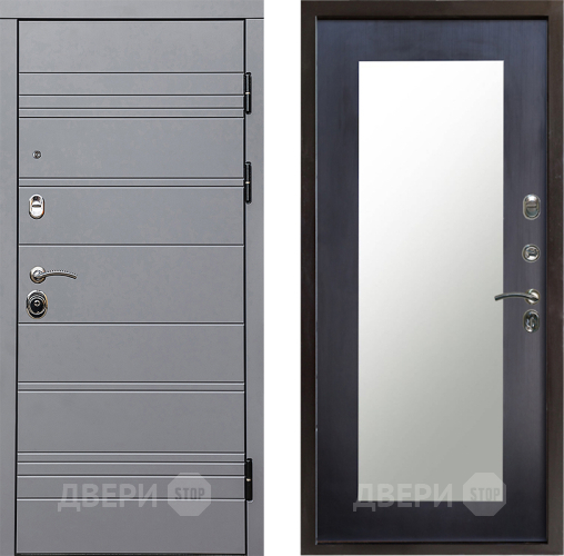 Входная металлическая Дверь Престиж Линия Грэй Зеркло Пастораль Венге в Рузе