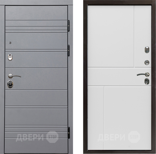Входная металлическая Дверь Престиж Линия Грэй Горизонт Бетон белый в Рузе