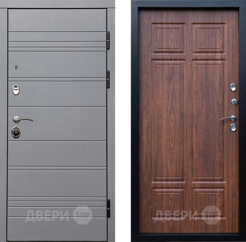 Входная металлическая Дверь Престиж Линия Грэй Премиум Орех темный в Рузе