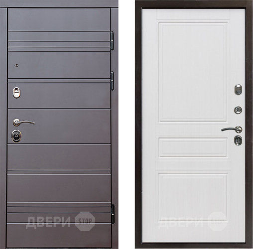 Входная металлическая Дверь Престиж Линия Браун Классика Белое дерево в Рузе