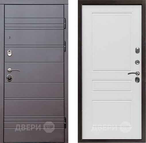 Входная металлическая Дверь Престиж Линия Браун Классика Лиственница белая в Рузе