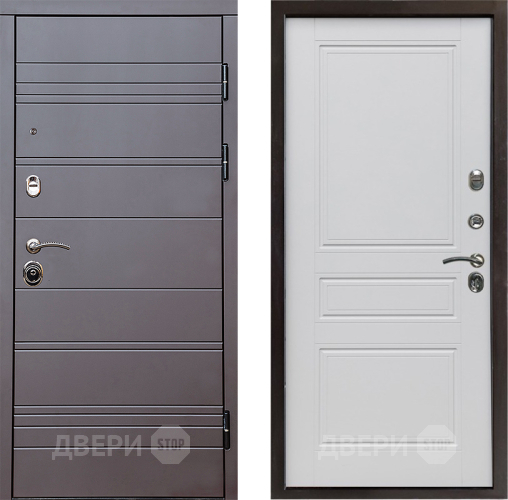 Входная металлическая Дверь Престиж Линия Браун Классика Белый матовый в Рузе