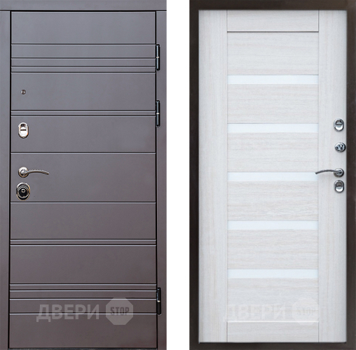 Входная металлическая Дверь Престиж Линия Браун Царга Лиственница белая в Рузе