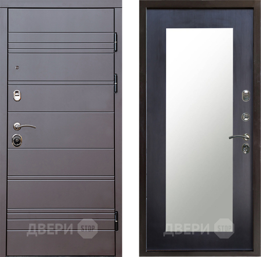 Входная металлическая Дверь Престиж Линия Браун Зеркло Пастораль Венге в Рузе