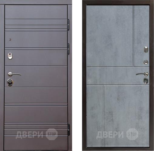Входная металлическая Дверь Престиж Линия Браун Горизонт Бетон темный в Рузе