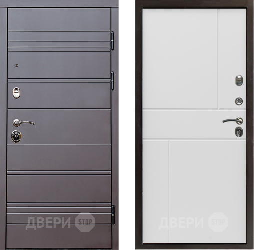 Входная металлическая Дверь Престиж Линия Браун Горизонт Бетон белый в Рузе