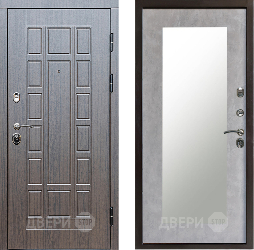 Входная металлическая Дверь Престиж Престиж Зеркло Пастораль Бетон светлый в Рузе