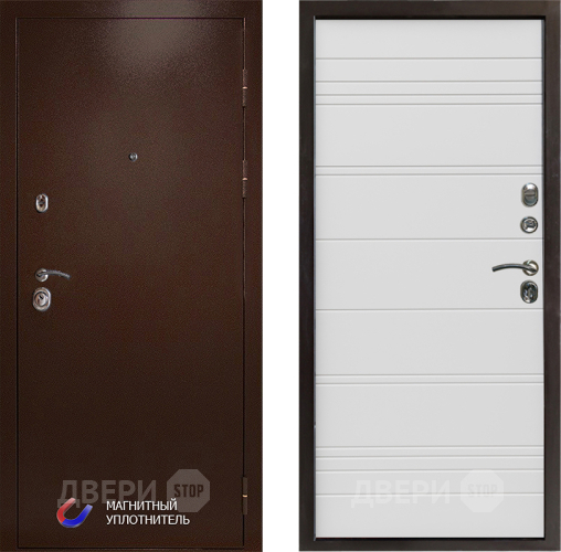 Входная металлическая Дверь Престиж Медь Line Белый в Рузе