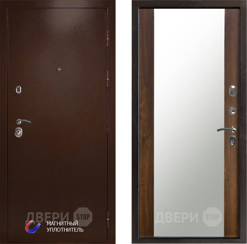 Входная металлическая Дверь Престиж Медь Зеркало Дуб в Рузе