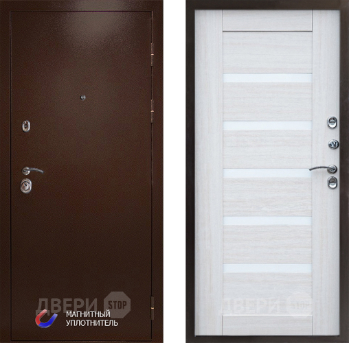 Входная металлическая Дверь Престиж Медь Царга Лиственница белая в Рузе