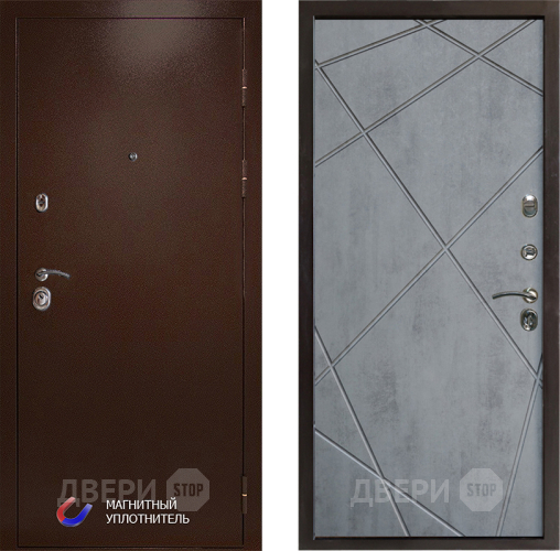 Входная металлическая Дверь Престиж Медь Лучи Бетон темный в Рузе