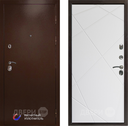 Входная металлическая Дверь Престиж Медь Лучи Бетон белый в Рузе