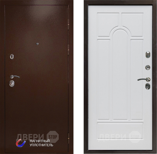 Входная металлическая Дверь Престиж Медь Арка Белое дерево в Рузе