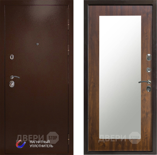 Входная металлическая Дверь Престиж Медь Зеркло Пастораль Дуб в Рузе