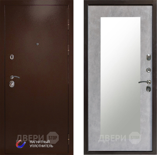 Входная металлическая Дверь Престиж Медь Зеркло Пастораль Бетон светлый в Рузе