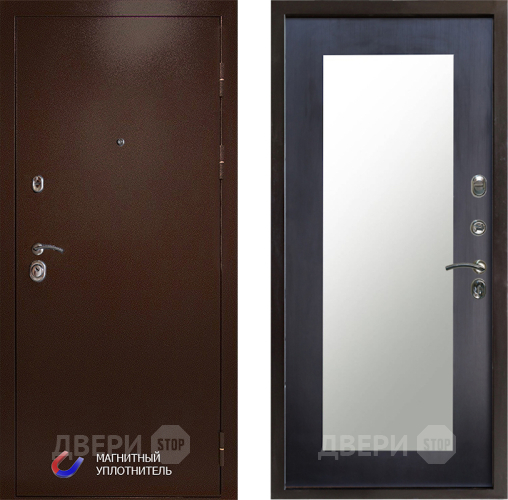 Входная металлическая Дверь Престиж Медь Зеркло Пастораль Венге в Рузе
