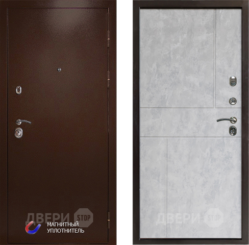 Входная металлическая Дверь Престиж Медь Горизонт Бетон светлый в Рузе