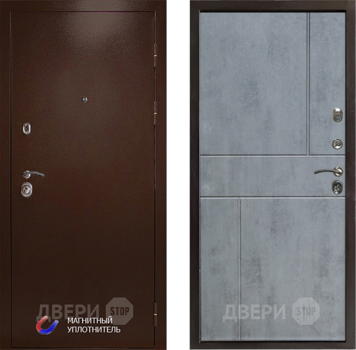 Входная металлическая Дверь Престиж Медь Горизонт Бетон темный в Рузе