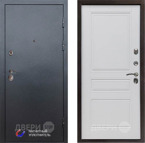 Входная металлическая Дверь Престиж Графит Классика Белый матовый в Рузе