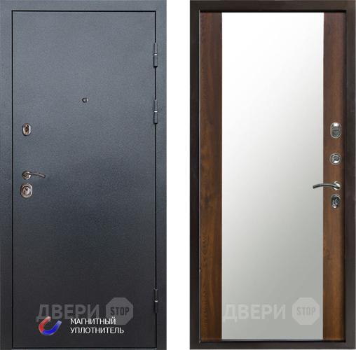 Входная металлическая Дверь Престиж Графит Зеркало Дуб в Рузе