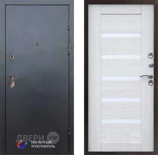 Входная металлическая Дверь Престиж Графит Царга Лиственница белая в Рузе