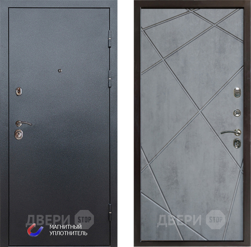Входная металлическая Дверь Престиж Графит Лучи Бетон темный в Рузе