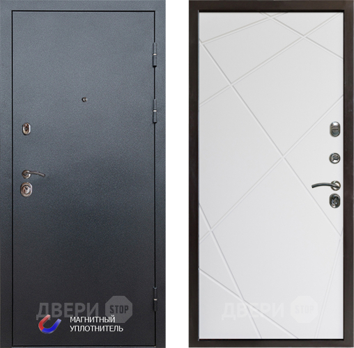 Входная металлическая Дверь Престиж Графит Лучи Бетон белый в Рузе