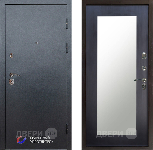 Входная металлическая Дверь Престиж Графит Зеркло Пастораль Венге в Рузе