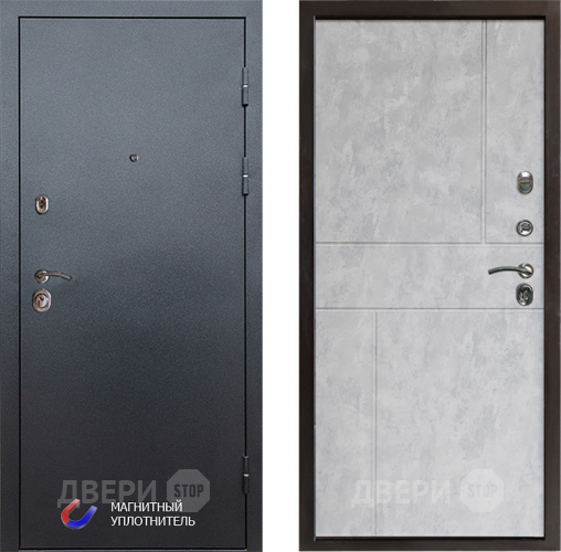 Входная металлическая Дверь Престиж Графит Горизонт Бетон светлый в Рузе