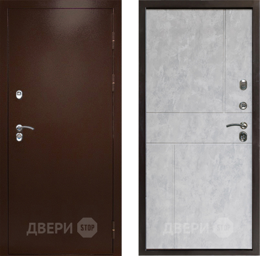 Входная металлическая Дверь Престиж TERMO с терморазрывом Снегирь Медь Горизонт Бетон светлый в Рузе