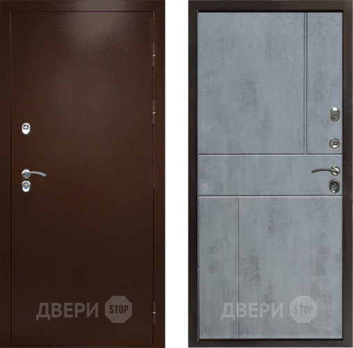 Входная металлическая Дверь Престиж TERMO с терморазрывом Снегирь Медь Горизонт Бетон темный в Рузе