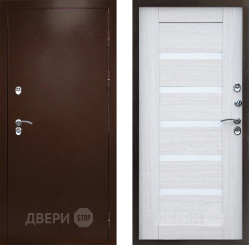 Входная металлическая Дверь Престиж TERMO с терморазрывом Снегирь Медь Царга Лиственница белая в Рузе