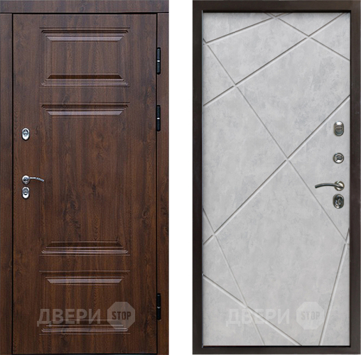 Входная металлическая Дверь Престиж TERMO с терморазрывом Премиум Орех Лучи Бетон светлый в Рузе