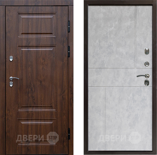 Входная металлическая Дверь Престиж TERMO с терморазрывом Премиум Орех Горизонт Бетон светлый в Рузе