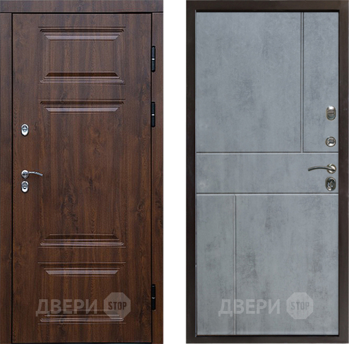 Входная металлическая Дверь Престиж TERMO с терморазрывом Премиум Орех Горизонт Бетон темный в Рузе