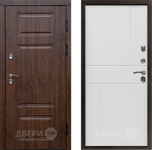 Входная металлическая Дверь Престиж TERMO с терморазрывом Премиум Орех Горизонт Бетон белый в Рузе