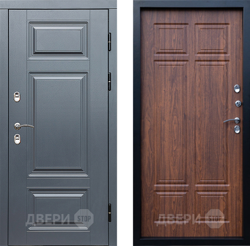 Входная металлическая Дверь Престиж TERMO с терморазрывом Премиум Грэй Премиум Орех темный в Рузе