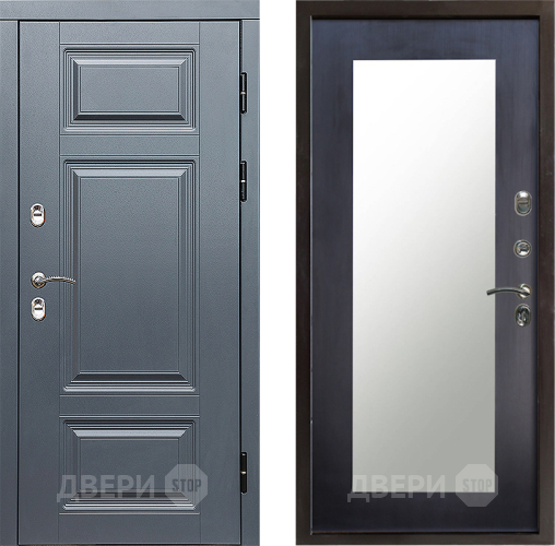 Входная металлическая Дверь Престиж TERMO с терморазрывом Премиум Грэй Зеркало пастораль Венге в Рузе