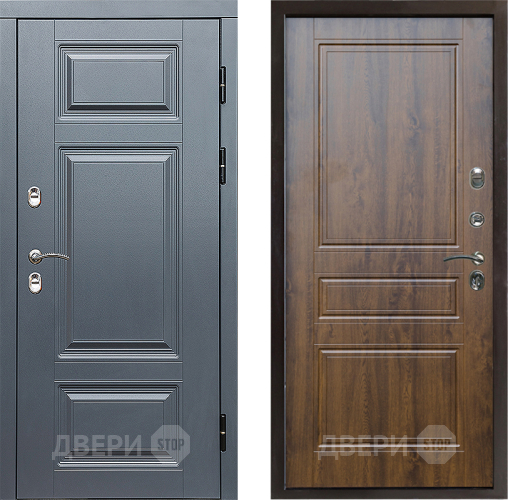 Входная металлическая Дверь Престиж TERMO с терморазрывом Премиум Грэй Классика Дуб в Рузе