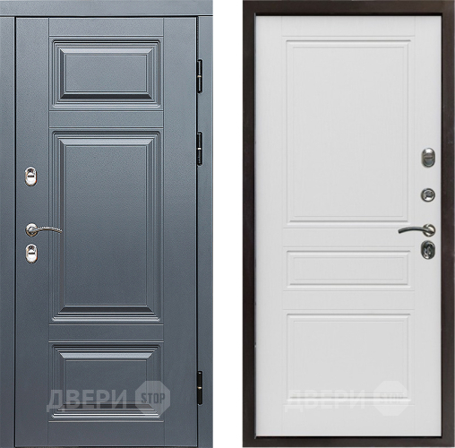Входная металлическая Дверь Престиж TERMO с терморазрывом Премиум Грэй Классика Лиственница белая в Рузе