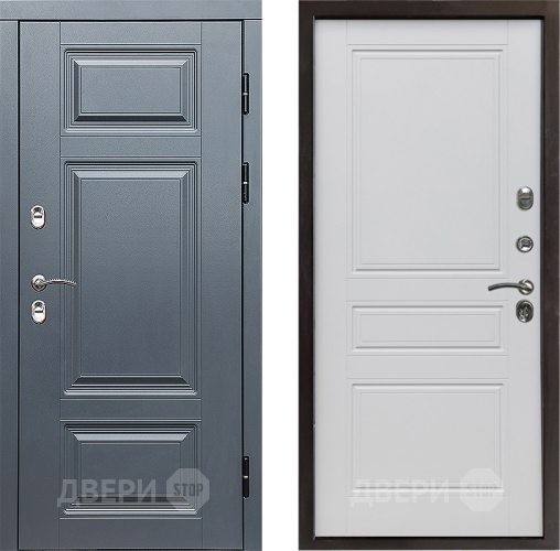 Входная металлическая Дверь Престиж TERMO с терморазрывом Премиум Грэй Классика Белый матовый в Рузе