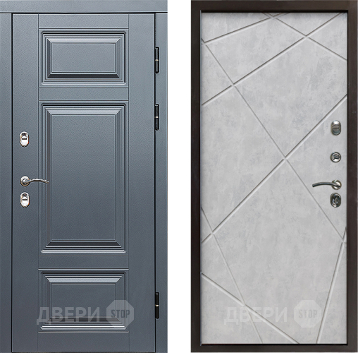 Входная металлическая Дверь Престиж TERMO с терморазрывом Премиум Грэй Лучи Бетон светлый в Рузе