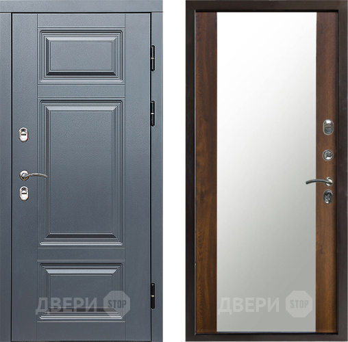 Входная металлическая Дверь Престиж TERMO с терморазрывом Премиум Грэй Зеркало Дуб в Рузе